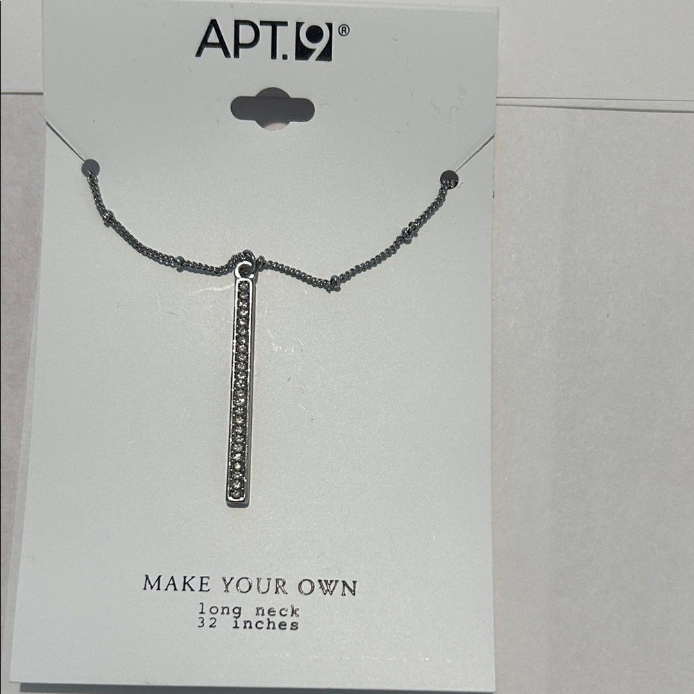 Apt. 9 Silver Necklace with Vertical Crystal Bar